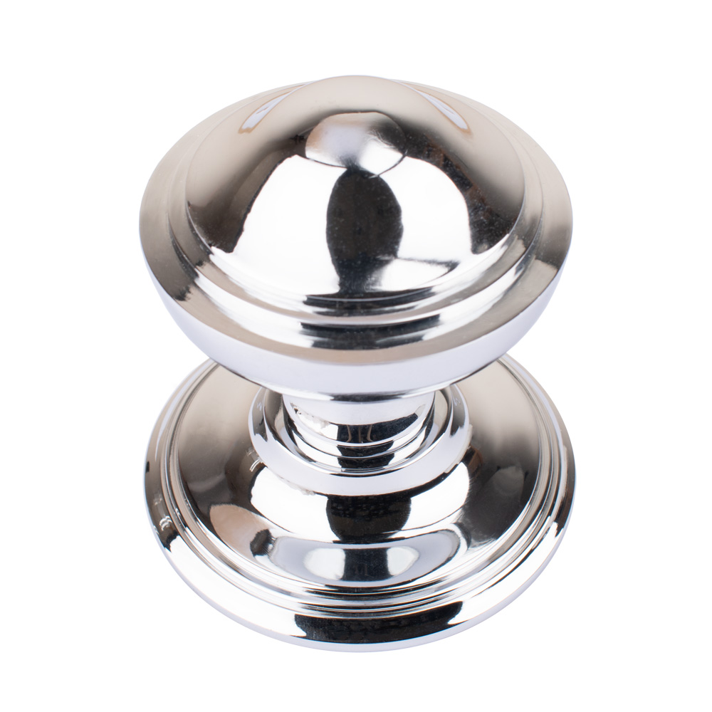Dart Heavy Cast Brass Victorian Centre Door Knob (80mm) - Polished Chrome